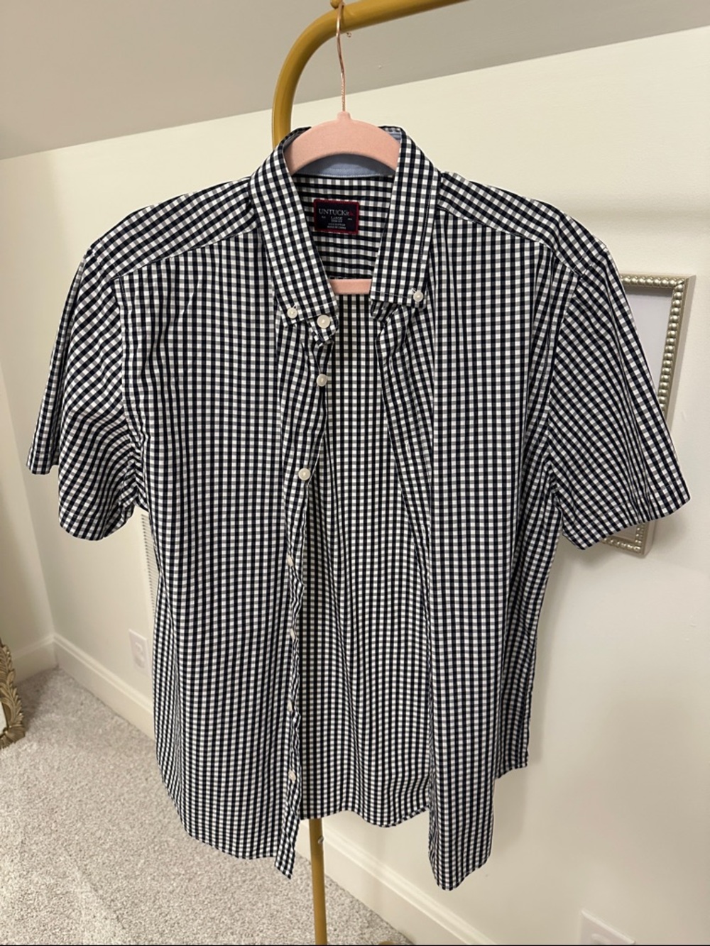 UNTUCKit Black and White Gingham Short Sleeve Button-Down Shirt